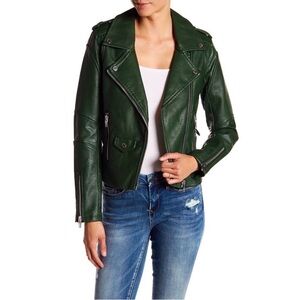 Rare Viral Blogger Favorite Green Vegan Leather Blank NYC Moto Jacket L